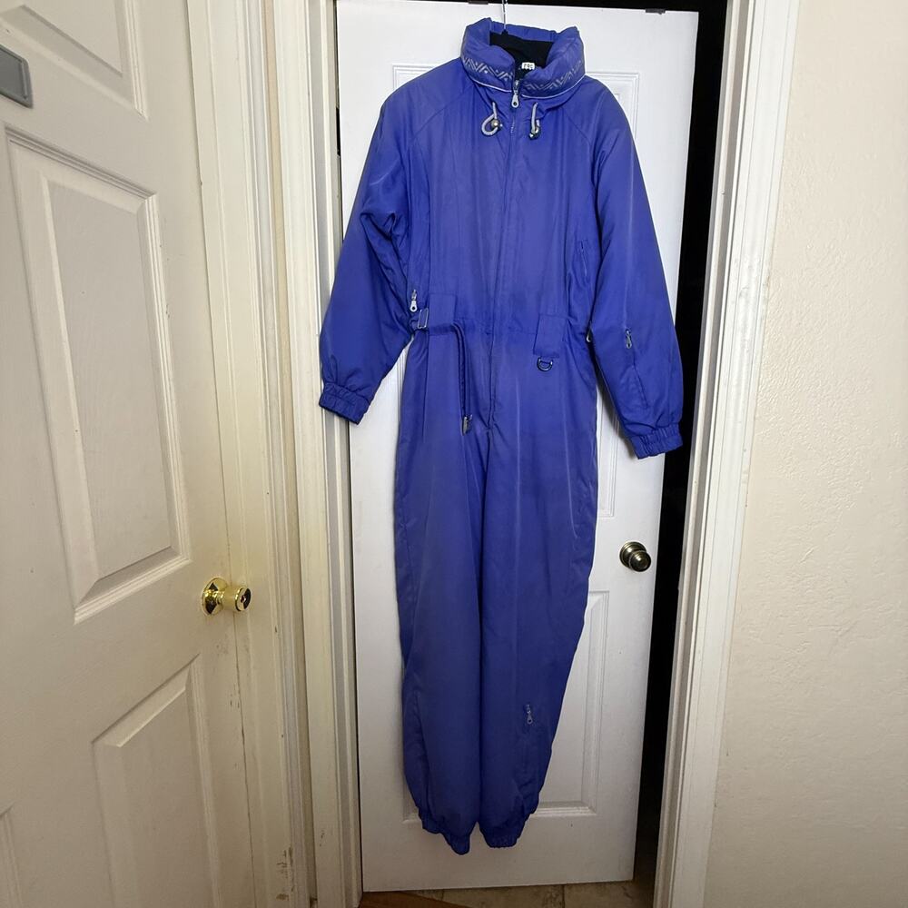 Vintage 80s 90s Black Bear Purple One Piece Ski Suit Snowsuit Women’s 16